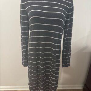 Lou & Grey Charcoal Striped Long Sleeve Knit Dress